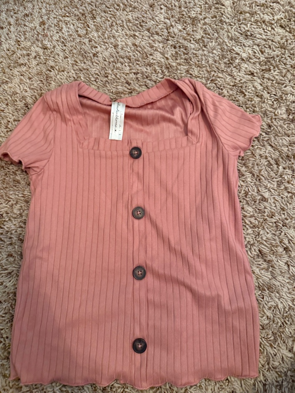 a new day Pink Ribbed Button-Down Kids Top